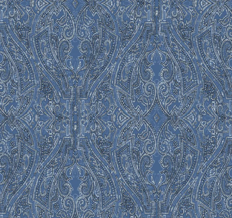 HO2132 Blue Ascot Damask Wallpaper