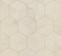 HO2101 Off White Hexagram Wood Veneer Wallpaper