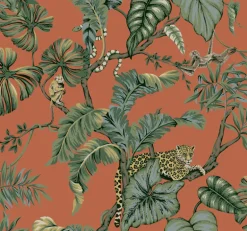 HO2142 Orange Jungle Cat Wallpaper