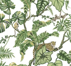 HO2145 White Jungle Cat Wallpaper