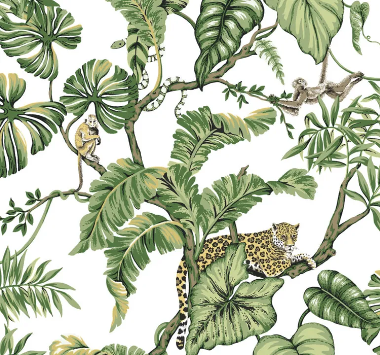HO2145 White Jungle Cat Wallpaper