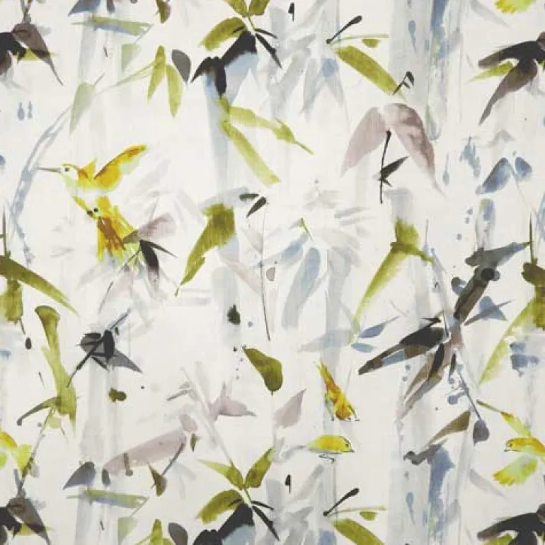 Hummingbird Citron Regal Fabric