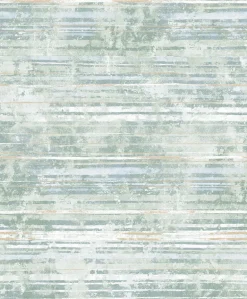 2838-IH2256 Makayla Sea Green Distressed Stripe Wallpaper
