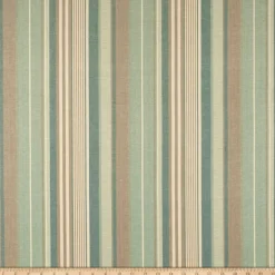 Island Stripe Aqua Flax Laura Kiran Fabric