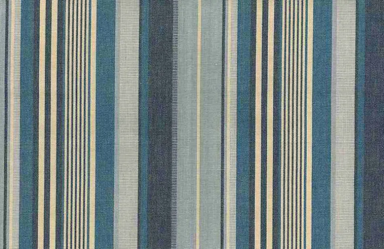 Island Stripe Blue Cream Laura Kiran Fabric