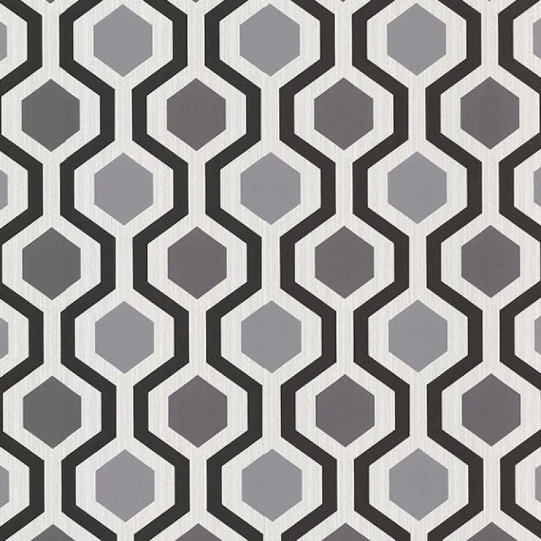 Kelso Black Geometric Wallpaper