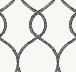 KT2235 Black Laurel Leaf Ogee Wallpaper