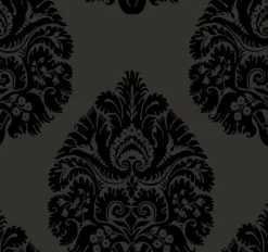 KT2144 Black Teardrop Damask Wallpaper