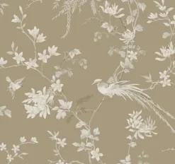KT2172 Brown Bird And Blossom Chinoserie Wallpaper