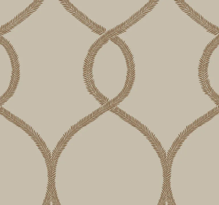KT2237 Brown Laurel Leaf Ogee Wallpaper