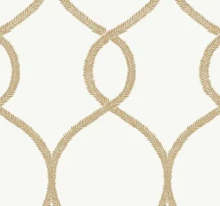 KT2234 Gold Laurel Leaf Ogee Wallpaper