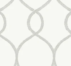 KT2233 Grey Laurel Leaf Ogee Wallpaper
