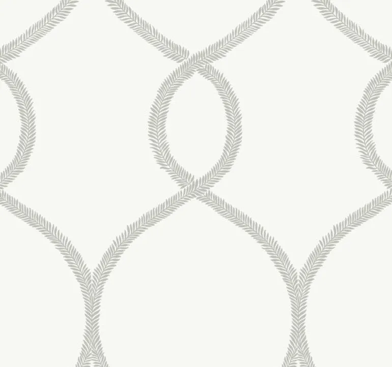 KT2233 Grey Laurel Leaf Ogee Wallpaper