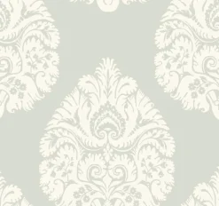 KT2145 Light Grey Teardrop Damask Wallpaper
