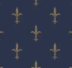 KT2191 Navy/Gold Fleur De Lis Wallpaper
