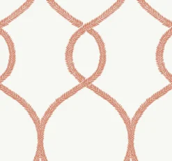 KT2236 Orange Laurel Leaf Ogee Wallpaper