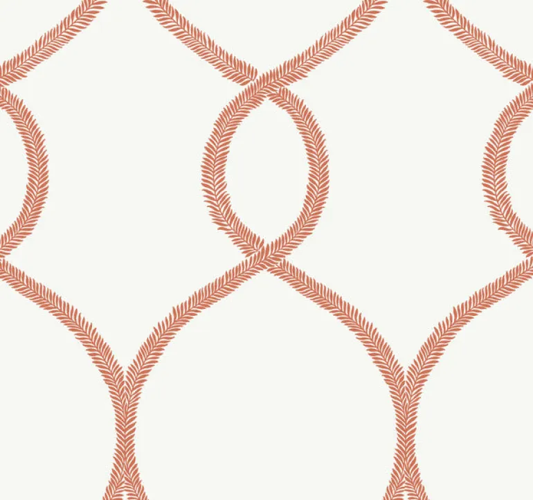 KT2236 Orange Laurel Leaf Ogee Wallpaper