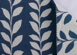 Leaf Doublecloth Blue Natural Laura Kiran Fabric