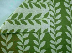 Leaf Doublecloth Green Natural Laura Kiran Fabric