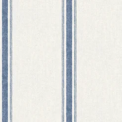 Linette Blue Fabric Stripe Wallpaper