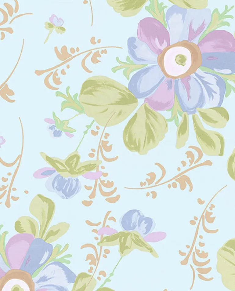 Lyse Lavender Painted Flowers Wallpaper