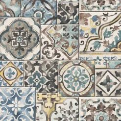 Marrakesh Tiles Teal Mosaic Wallpaper