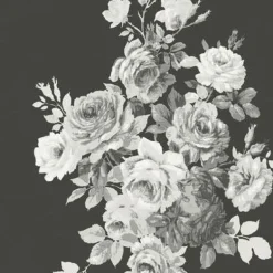ME1533 Black Grey Tea Rose Magnolia Home Wallpaper