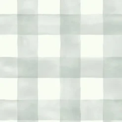 MH1519 Light Teal Green Joanna Gaines Watercolor Buffalo Check Wallpaper