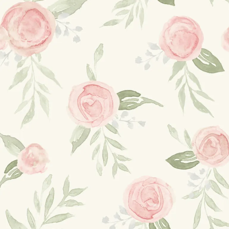 MK1128 Watercolor Roses Coral Wallpaper