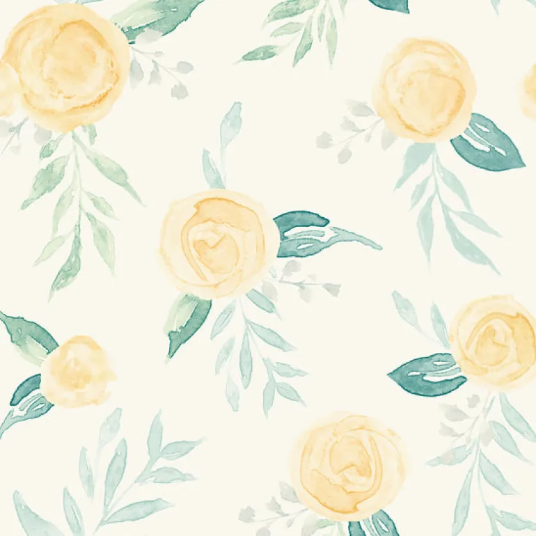 MK1127 Watercolor Roses Yellow Wallpaper