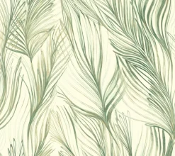 NA0500 Green Peaceful Plume Wallpaper