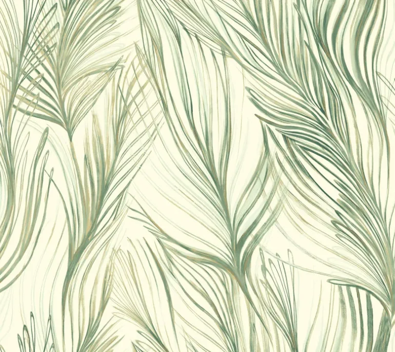 NA0500 Green Peaceful Plume Wallpaper