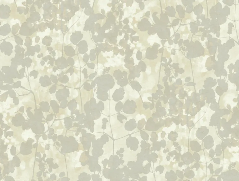 NA0518 Silver Pressed Leaves Wallpaper