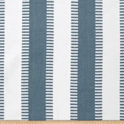 New Ladder Stripe Lake White Laura Kiran Fabric