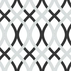 NU1658 Black and Silver Lattice Peel and Stick Wallpaper