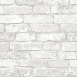 NU1653 Grey and White Brick Peel and Stick Wallpaper