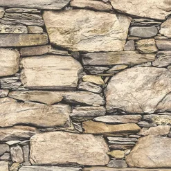 NU2065 Hadrian Stone Wall Brown Texture Peel and Stick Wallpaper