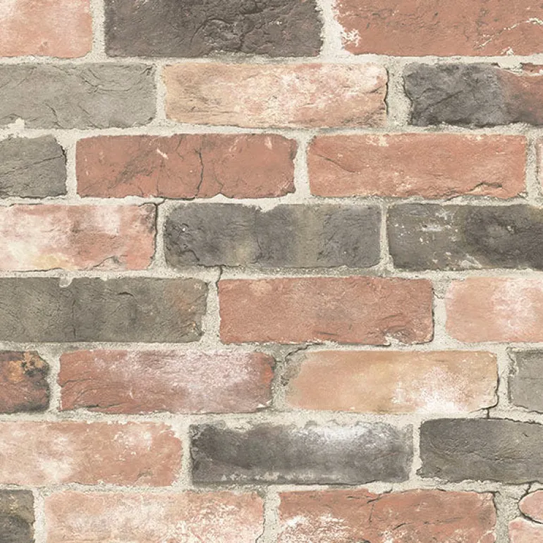 NU2064 Newport Reclaimed Brick Red Faded Peel and Stick Wallpaper