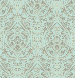 NU2079 Nomad Damask Turquoise Damask Peel and Stick Wallpaper