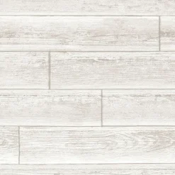 NU1930 Serene Cream Grey White Wood Plank Peel & Stick Wallpaper