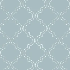 NU1826 Slate Blue Quatrefoil Peel And Stick Wallpaper