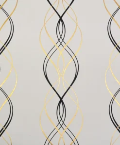 NW3548 Aurora Black/White/Gold Wallpaper