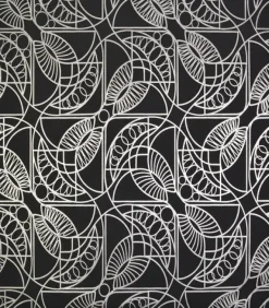 NW3528 Cartouche Black/Silver Wallpaper