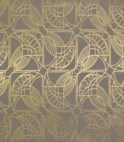 NW3526 Cartouche Khaki/Gold Wallpaper