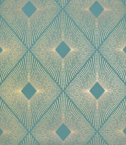 NW3589 Harlowe Teal/Gold Wallpaper