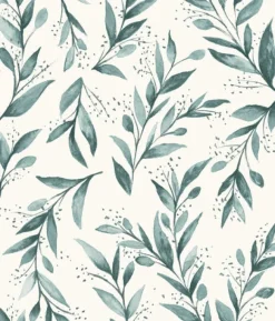 Olive Branch Weekends (Teal) Magnolia Home Vol. II Wallpaper