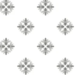 ON1643 Black White Honey Bee Wallpaper