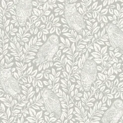 Parliament Light Grey Owl Wallpaper