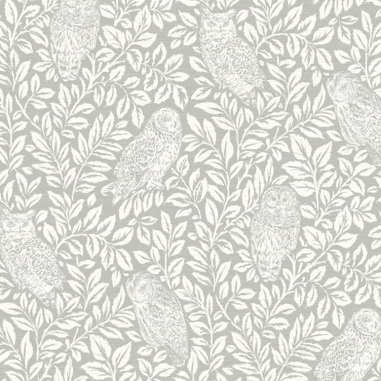 Parliament Light Grey Owl Wallpaper