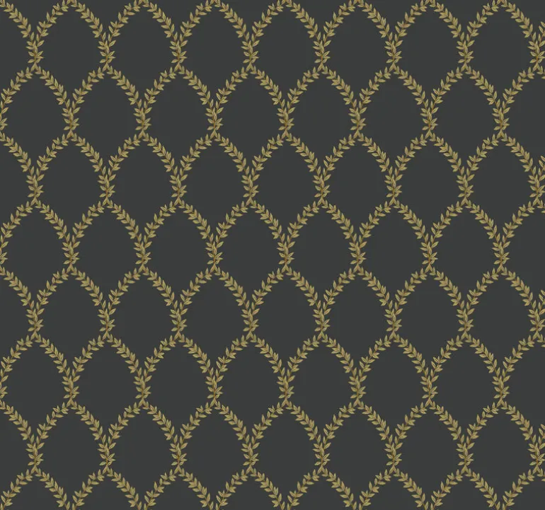 RI5177 Gold/Black Laurel Wallpaper